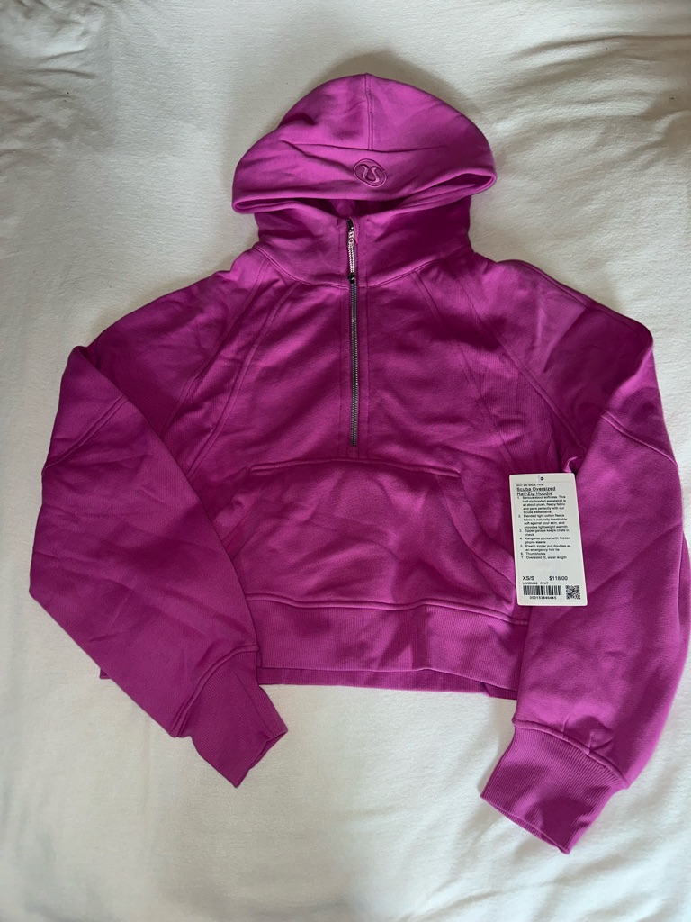 Lululemon Pink Half-Zip Scuba Hoodie- Size Xs/S